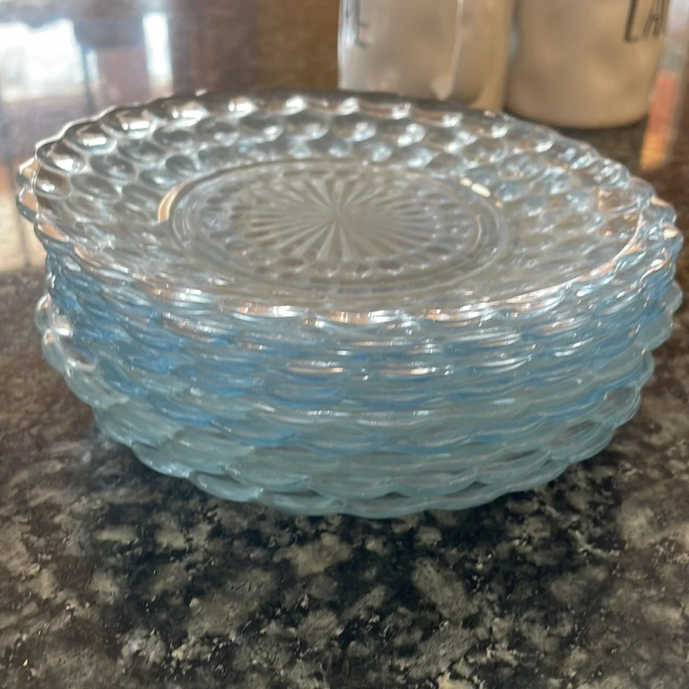 Anchor‎ Hocking Blue Bubble bread and butter 6 1/2” dishes